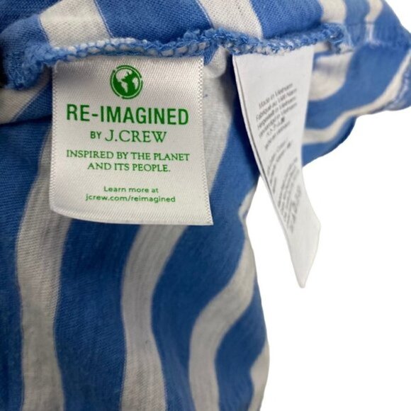 J Crew Blue White Stripped Vintage Cotton Boat Neck T Shirt Maxi Dress US M - Picture 7 of 8